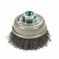 Forney Command PRO Cup Brush, Crimped, 3 in x .014 in x 5/8 in-11 72826